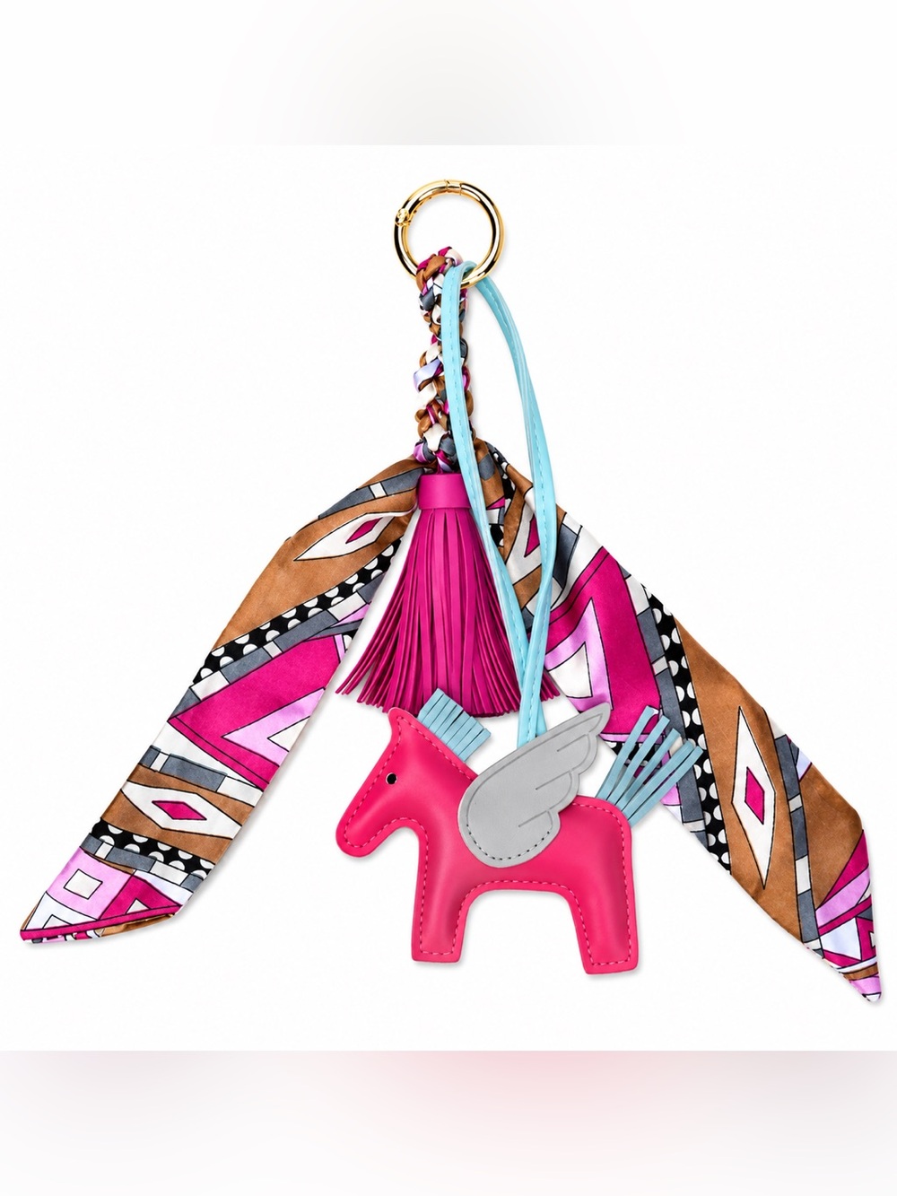 Pegasus Tassel Keychain with Patterned Scarf